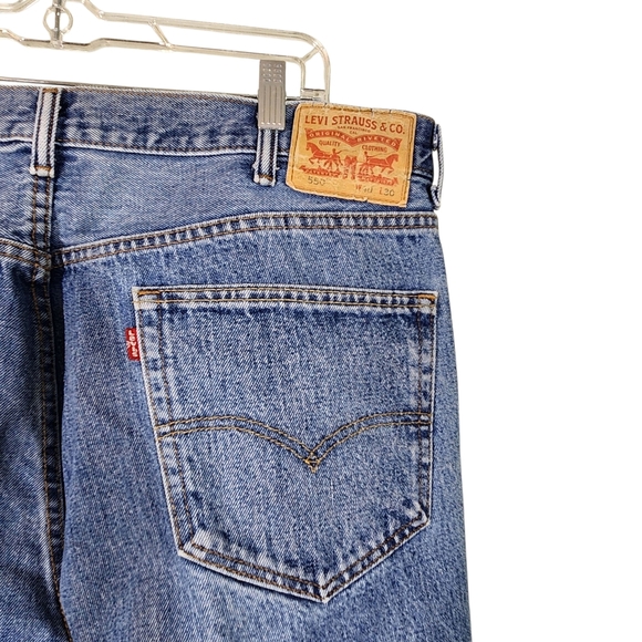 Levi's 550 Classic Relaxed Blue Denim Jeans Mens - Picture 3 of 5